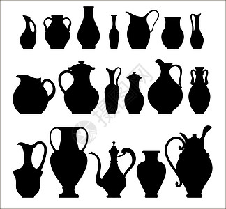 花瓶的矢量环形光影 孤立于白色陶瓷上黑色瓶子水壶收藏陶器艺术投手古董工艺图片