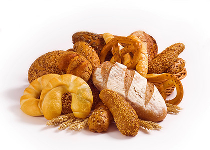 各种棕色面包产品小吃柳条食物篮子作品食品早餐馒头褐色图片