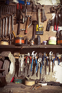 旧工具乡愁古董棕色工作室历史钻头扳手工作手工具桌子图片