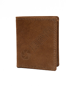 白色背景的棕色皮钱包被孤立皮革财富货币杂志支付程序口袋笔记本调度小袋图片