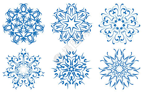 白色背景的雪花蓝色花朵天气风格艺术降雪装饰品装饰薄片插图季节图片
