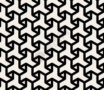 矢量无缝接黑白抽象抽象几何六边形三角线模式图片