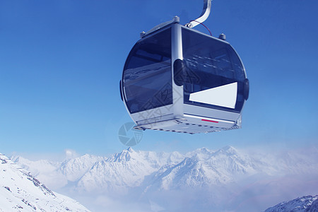 山地滑雪电梯顶峰升降椅缆车电缆椅子天空蓝色高山运动滑雪板图片