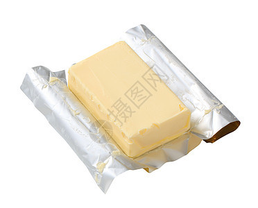 新鲜黄油块奶制品黄油食物锡纸背景图片