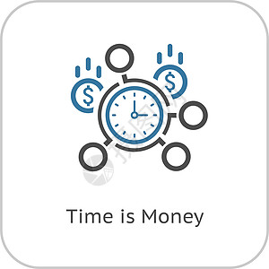 时间观念时间管理图标 平面设计插图观念日程控制工作速度概念组织硬币生产率插画