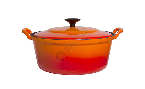 孤立的老烹饪炉厨房工具食物油炸橙子盘子红色厨具白色用具图片