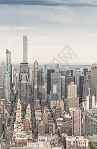 从直升机上看到的曼哈顿市中心市中心天空帝国景观城市摩天大楼建筑物建筑天线日落图片