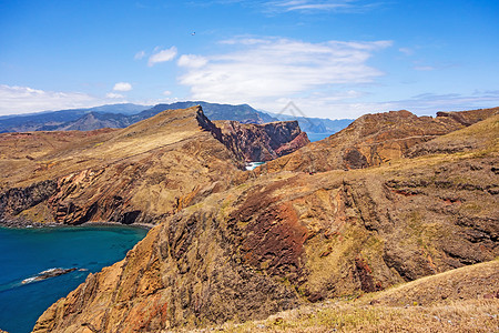 马德拉 在圣洛伦科湾海景蓝色旅行远足海岸线风景岩石山脉游客海洋图片