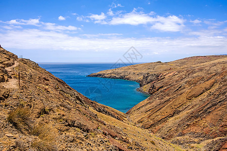 马德拉 在圣洛伦科湾旅行旅游半岛悬崖蓝色游览全景游客山脉风景图片