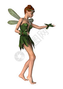 幻想春仙子森林小精灵女孩女士故事绿色翅膀蝴蝶魔法童话图片