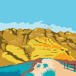 红岩峡谷 WPA艺术保护区地理插图年代管理地质学场景艺术品进度图片