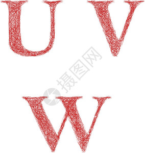 红色草图字体-字母 U V W背景图片