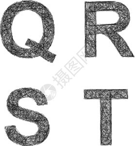 线条艺术字体集-字母 Q R S T图片