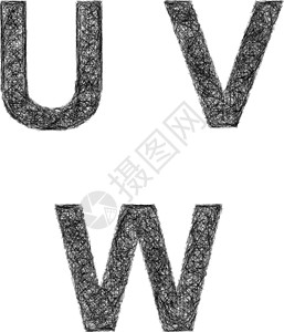 线条字体-字母 U V W图片