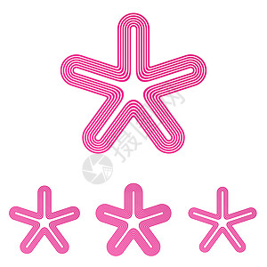粉红线明星标志设计集粉色网络星座技术星线推广五角星五星多边形品牌图片