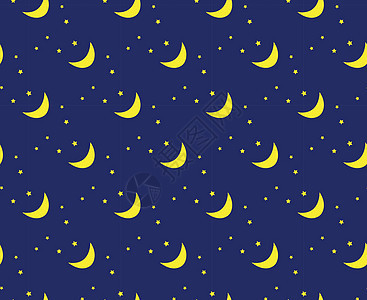 矢量夜间天空模式 月亮和恒星图片