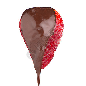 草莓和巧克力红色饮食浆果小吃营养果味水果满嘴甜点白色图片
