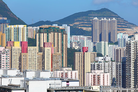 香港住宅楼香港高楼城市蓝色民众摩天大楼公寓天际建筑景观建筑学图片