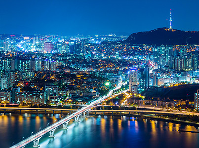 首尔 南韩晚上的天际图片