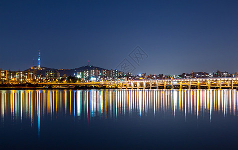 晚上首尔天际场景建筑团伙城市商业建筑学景观公吨住宅风景图片