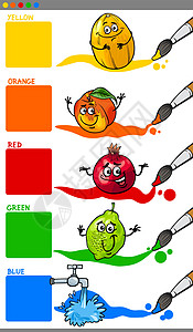 带卡通水果的初级主要颜色图片