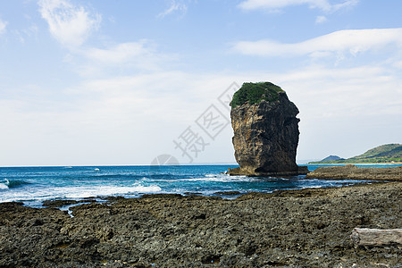 珊瑚礁岩石角珊瑚蓝色晴天太阳海浪海洋海滩海岸植物国家图片