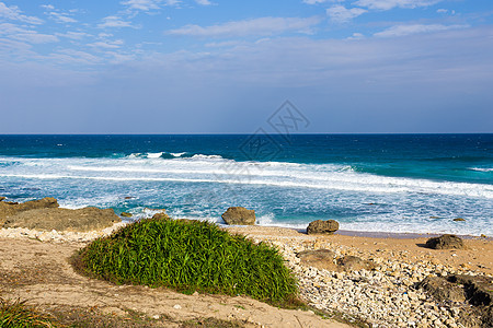 夏季海景海岸岩石蓝色季节石头天空支撑热带场景海洋图片