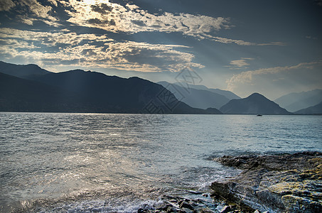 意大利湖日落旅游假期山脉浪漫主义者天空旅行图片