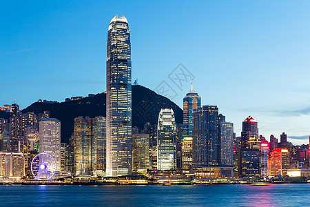 维多利亚港香港港金融码头地标日落办公室建筑城市高楼天际旅行图片