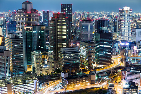 日本大阪夜景交通旅行街道观光建筑学天际市中心游客办公室建筑图片