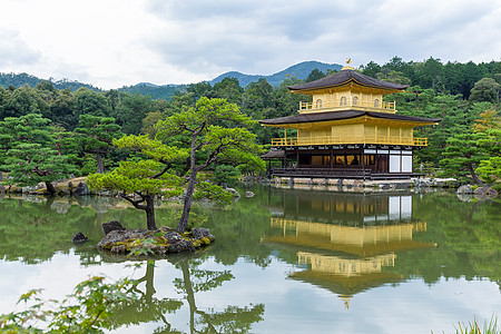 金阁寺明信片池塘旅行旅游金子吸引力宗教崇拜松树观光图片