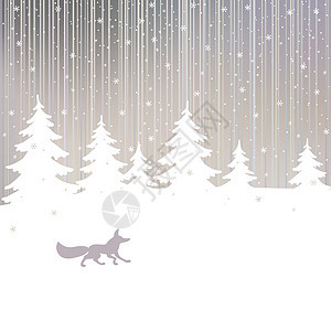 具有狐狐狸和冬季森林的圣诞节背景图片