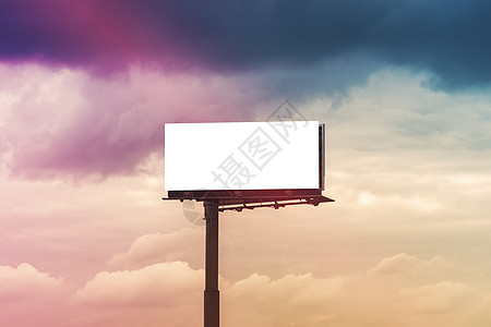 空白的户外广告  防止云天  广告牌天空木板小样商业宣传白色多云公告营销广告背景图片