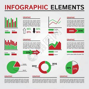 一套图表元素 红色和绿色颜色图片