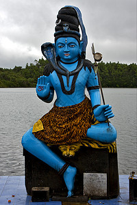 印度教的蓝色大理石木雕像图片