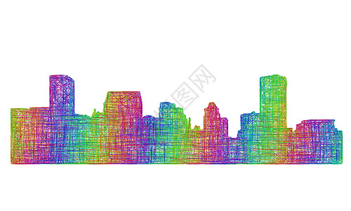 兰州巴尔的摩天线双影 - 多色线条艺术设计图片