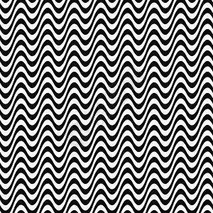 无缝黑白波图案卷曲正弦波孵化波浪纹漩涡海浪波浪状流动编织背景图片