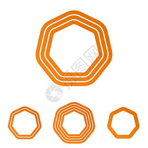 橙色线七边形七边线标志设计套件图片