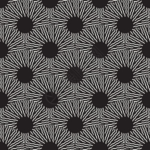矢量无缝黑白光学艺术之字形射线圆形圆圈图案黑色正方形墙纸白色纺织品包装条纹装饰风格装饰品图片