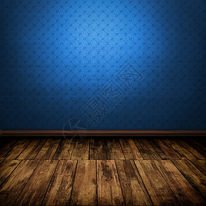 里面有木地板的深古蓝色房间装饰品边界住宅木头墙纸财产风格地面插图房子背景图片