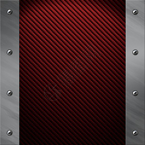 碎了的铝质框架 夹在红色碳纤维背景上力量聚光灯螺丝速度墙纸金属拉丝技术材料电镀图片