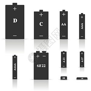 一套不同的电池组 矢量说明充电器镜子活力插图网络黑色按钮力量电子产品界面图片