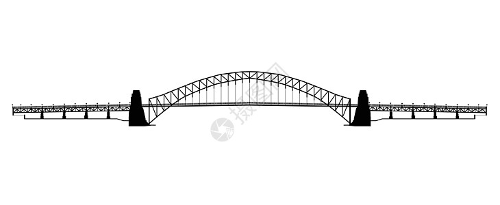 悉尼海港大桥地标盎司艺术建筑绘画黑色插图港口艺术品图片