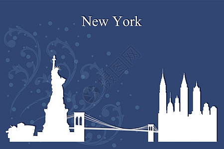 纽约市蓝背景的天线光影集图片