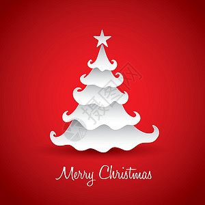 圣诞树纸插图红色问候创造力白色贺卡漩涡曲线背景图片