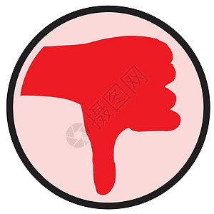 红缩略图向下信号手指艺术品艺术徽章按钮手势插图适应症绘画背景图片