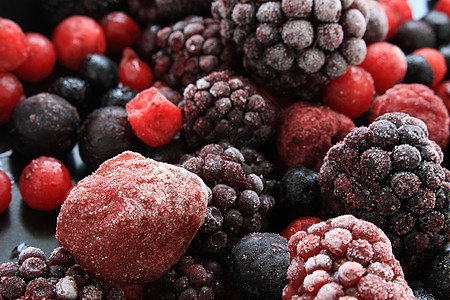冷冻的夏季水果食物浆果覆盆子花园健康饮食图片