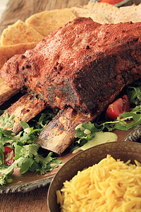 印度牛肉肋骨午餐食物拼盘美食烹饪图片