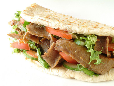 Kebab 包装香料沙拉白色羊肉图片