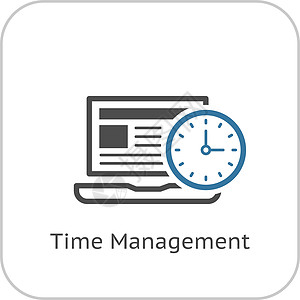 时间观念时间管理图标 经营理念 平面设计时钟组织插图手表电脑员工经理速度办公室日程插画